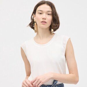 NWOT RW&CO Top with Cap-Sleeve and Crew-Neck in Snow White Color